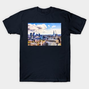 London City Canary Wharf Aerial View T-Shirt